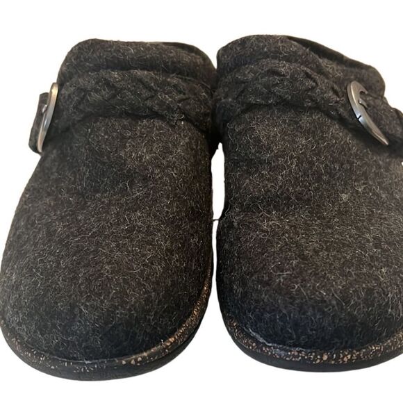 Aetrex Libby Black Wool Faux Fur Lining Comfort Slip On Clogs Size 10 - Picture 1 of 11
